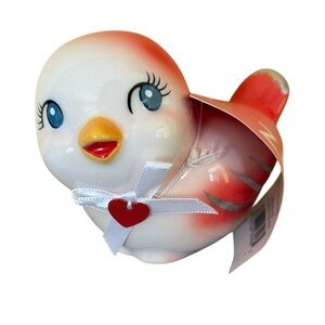 Chirpy Ceramic Bird Figurine with Heart Tag